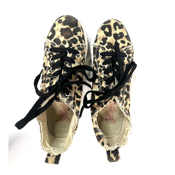 JELLYPOP 'Newstar' Leopard Print Canvas Platform Lace Up Sneakers Sz. 8.5 - Picture 6 of 8